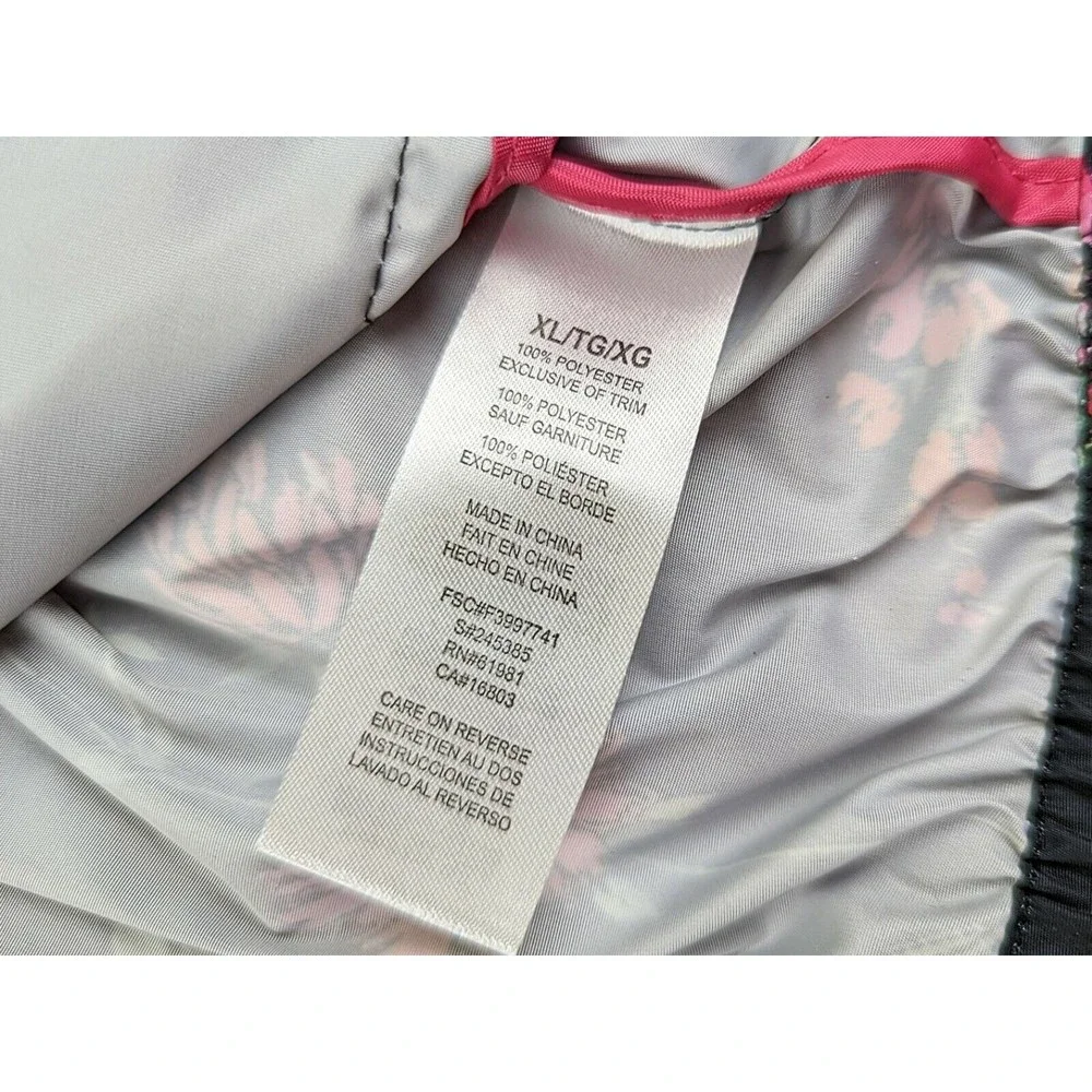 Signature Weekend Women's XL Black Floral Zip Up Windbreaker/Rain Jacket EUC - Picture 9 of 12